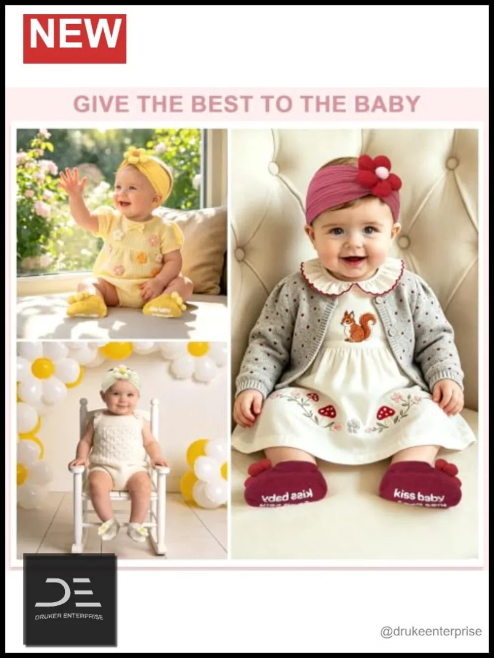 Baby Girl Flower Headband & Socks Set Newborn Toddler Essentials Nylon Headbands